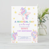 Rainbow Unicorns Verjaardag Uitnodigingen (Staand voorkant)