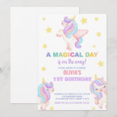 Rainbow Unicorns Verjaardag Uitnodigingen (Voorkant / Achterkant)