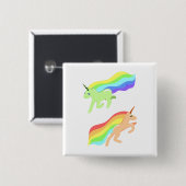 Rainbow Unicorns Vierkante Button 5,1 Cm (Voorkant /achterkant)