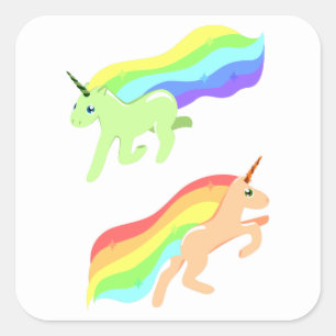 Rainbow Unicorns Vierkante Sticker