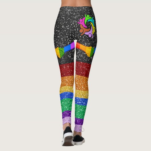 Rainbow Unity Glitter Afbeeldingen Pop Mode Leggin Leggings (Achterkant)