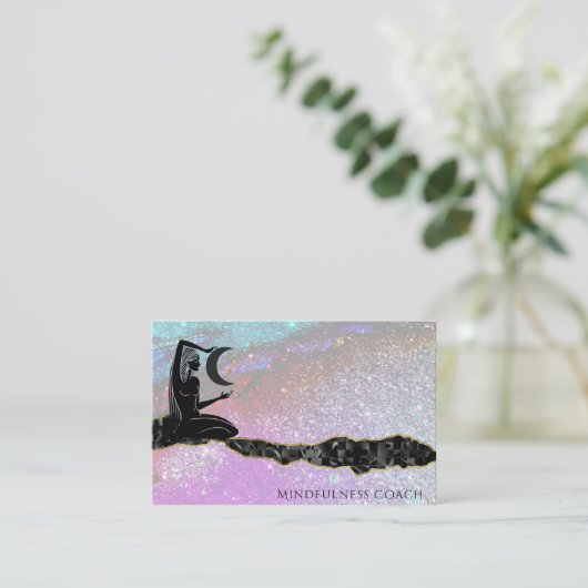 *~* Rainbow Universe Glitter GODDESS Meditation Visitekaartje (Staand voorkant)