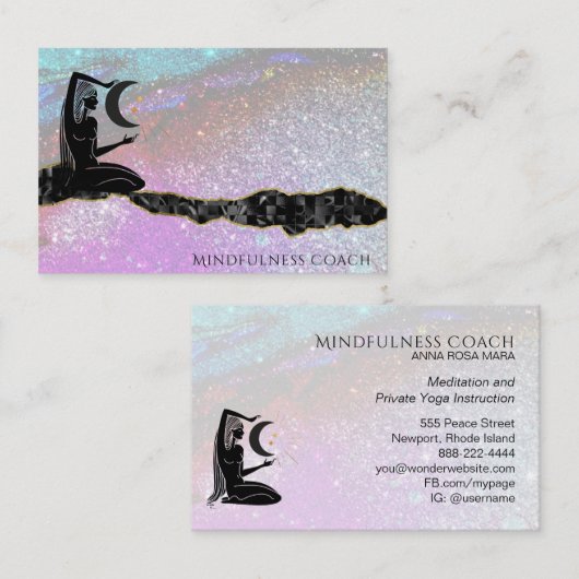*~* Rainbow Universe Glitter GODDESS Meditation Visitekaartje (Voorkant / Achterkant)