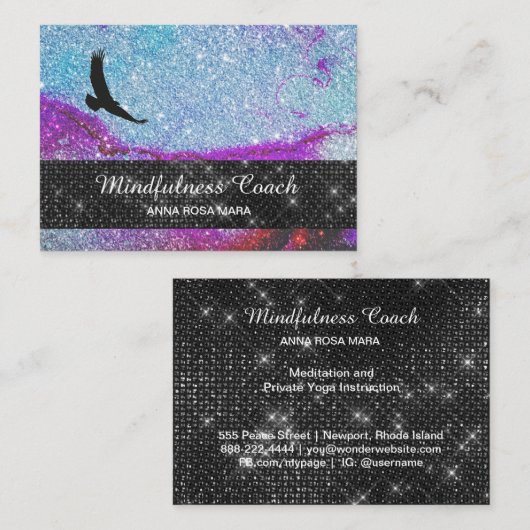 *~* Rainbow Universe Glitter Meditation Eagle Visitekaartje (Voorkant / Achterkant)