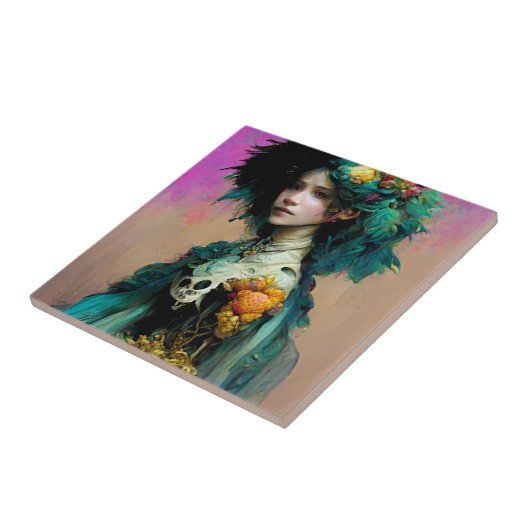 Rainbow Urchin 2 Fantasy Sci-Fi Tegeltje (Zijkant)