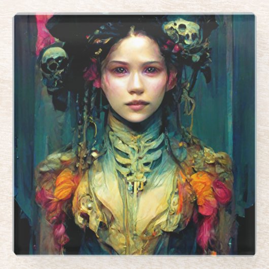 Rainbow Urchin Fantasy Sci-Fi Glazen Onderzetter (Voorkant)