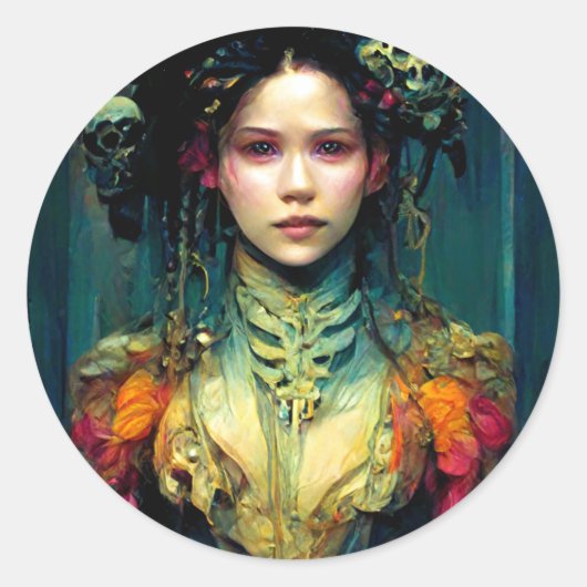 Rainbow Urchin Fantasy Sci-Fi Ronde Sticker (Voorkant)