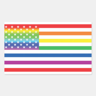 Rainbow US Flag LGBT Pride Rechthoekige Sticker