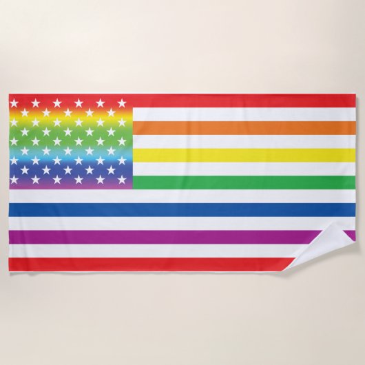 Rainbow US Flag LGBT Pride Strandlaken (Voorkant)