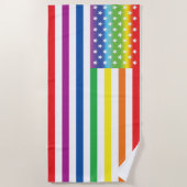 Rainbow US Flag LGBT Pride Strandlaken (Voorkant)