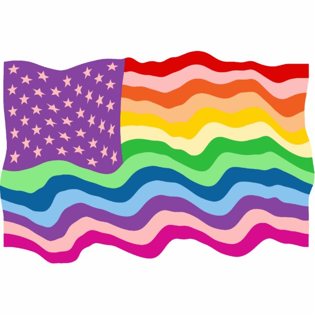 Rainbow US-vlag Fotobeeldje Ornament (Voorkant)