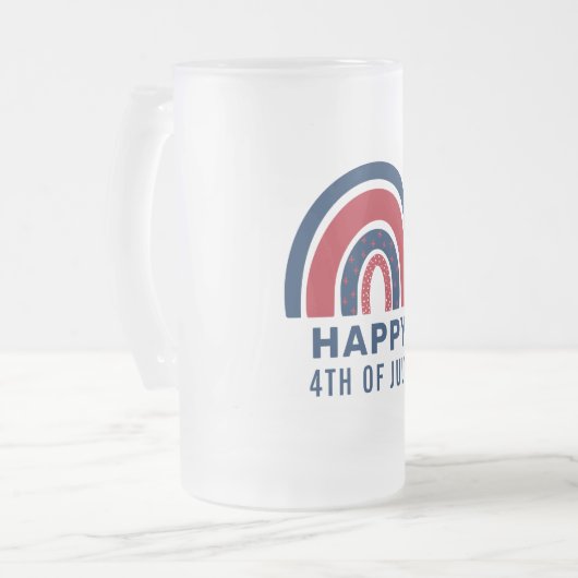 Rainbow USA American Independence Day 4e juli Matglas Bierpul (Voorkant links)