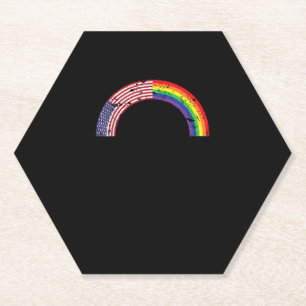 Rainbow USA Flag Gay Flag LGBT LGBTQ American Prid Kartonnen Onderzetters