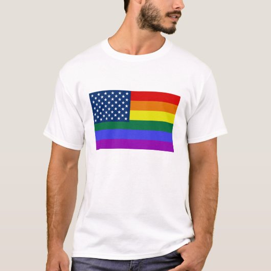 Rainbow USA Vlag man shirt (Voorkant)