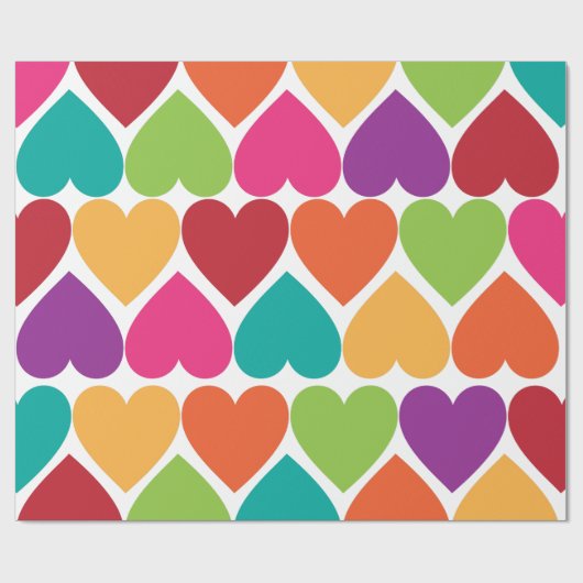 Rainbow Valentijn Hearts Cadeaupapier (Vlak)