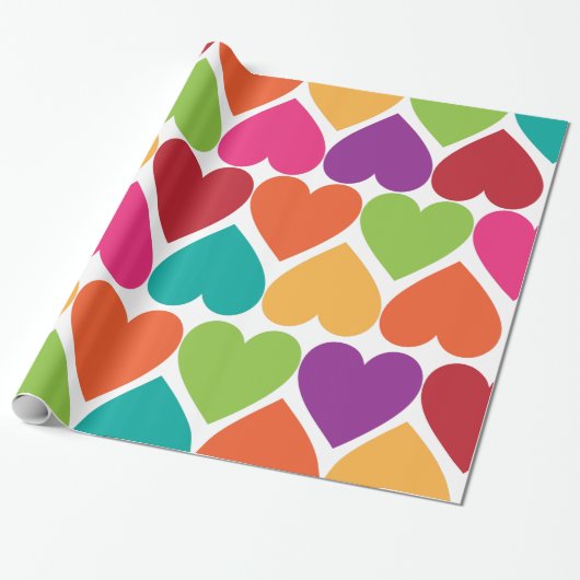 Rainbow Valentijn Hearts Cadeaupapier (Uitgerold)