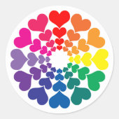 Rainbow Valentine Hearts in a Circle Ronde Sticker (Voorkant)