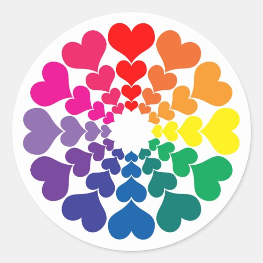 Rainbow Valentine Hearts in a Circle Ronde Sticker (Voorkant)
