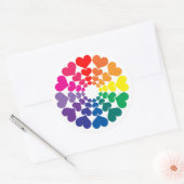Rainbow Valentine Hearts in a Circle Ronde Sticker (Envelop)