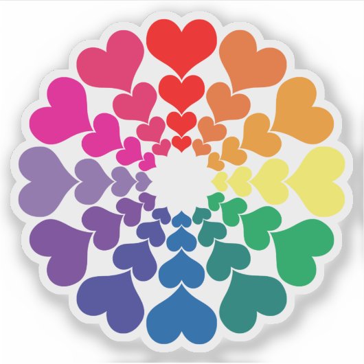 Rainbow Valentine Hearts in a Circle Sticker (Voorkant)