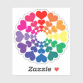 Rainbow Valentine Hearts in a Circle Sticker (Vel)