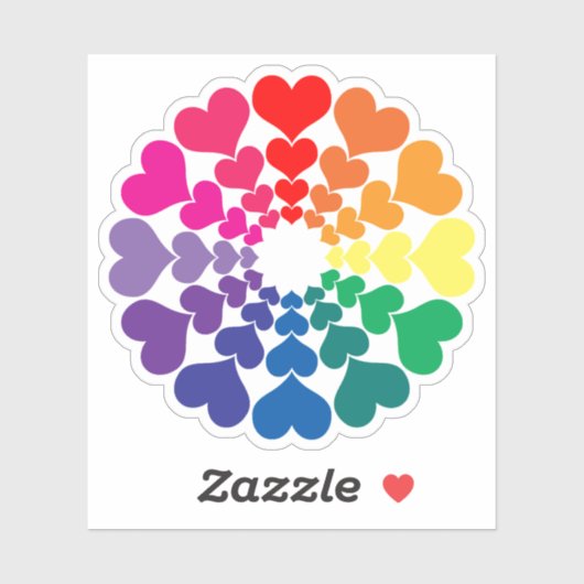 Rainbow Valentine Hearts in a Circle Sticker (Vel)