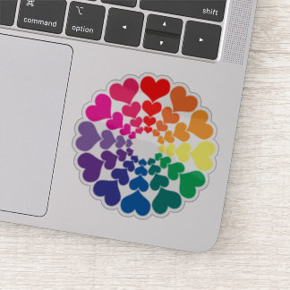Rainbow Valentine Hearts in a Circle Sticker