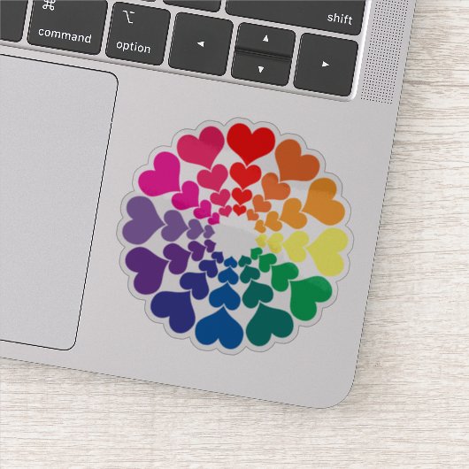 Rainbow Valentine Hearts in a Circle Sticker (Detail)