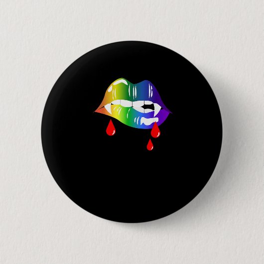 Rainbow Vampire Lips Bijten - LGBT Pride T-Shirt Ronde Button 5,7 Cm (Voorkant)