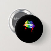 Rainbow Vampire Lips Bijten - LGBT Pride T-Shirt Ronde Button 5,7 Cm (Voorkant /achterkant)