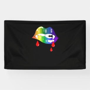 Rainbow Vampire Lips Bijten - LGBT Pride T-Shirt Spandoek