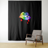 Rainbow Vampire Lips Bijten - LGBT Pride T-Shirt Wandkleed (In situ)