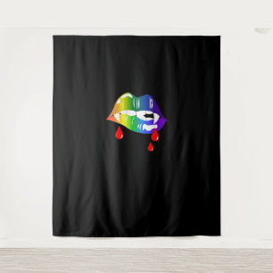 Rainbow Vampire Lips Bijten - LGBT Pride T-Shirt Wandkleed