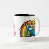 Rainbow van 1980 met Gemini Twins Reading Book Tweekleurige Koffiemok (Voorkant rechts)