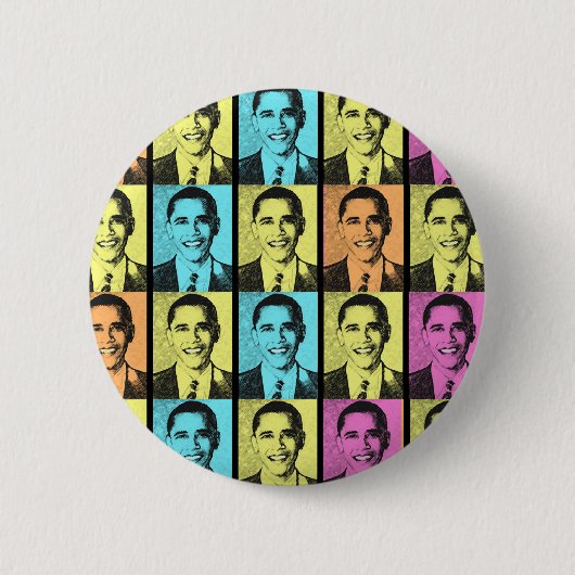 RAINBOW VAN HOOP MET OBAMA RONDE BUTTON 5,7 CM (Voorkant)
