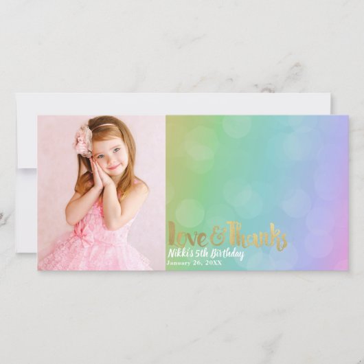 Rainbow Verjaardag Foto Liefde & Bedankt Dank u (Voorkant)