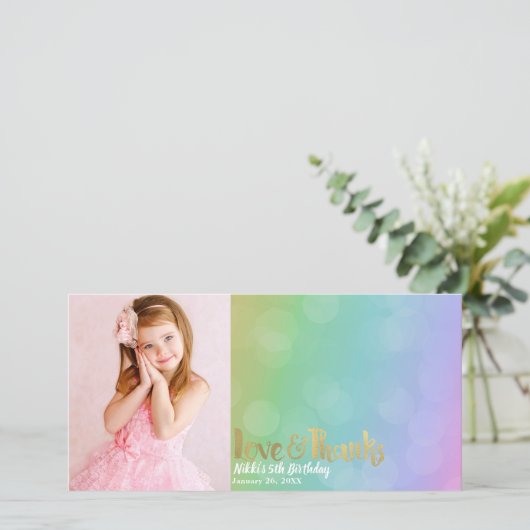 Rainbow Verjaardag Foto Liefde & Bedankt Dank u (Staand voorkant)