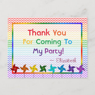 Rainbow Verjaardag Pinwheels Bedankt Briefkaart