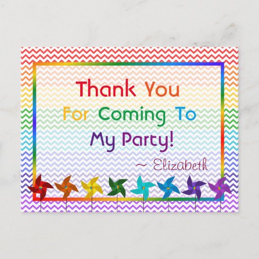 Rainbow Verjaardag Pinwheels Bedankt Briefkaart (Voorkant)