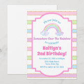 Rainbow Verjaardag Uitnodiging Rainbow Girl (Voorkant / Achterkant)