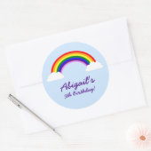 Rainbow verjaardagsfeestje gepersonaliseerde gunst ronde sticker (Envelop)