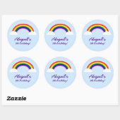 Rainbow verjaardagsfeestje gepersonaliseerde gunst ronde sticker (Vel)