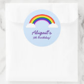 Rainbow verjaardagsfeestje gepersonaliseerde gunst ronde sticker (Tas)