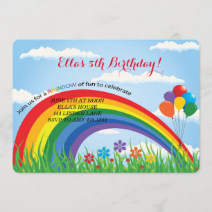 Rainbow verjaardagsfeestje uitnodigingen