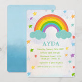 Rainbow verjaardagsfeestuitnodiging kaart (Voorkant / Achterkant)