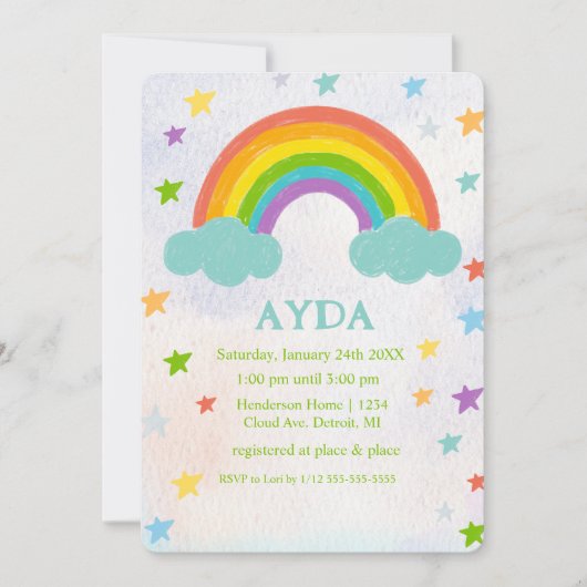 Rainbow verjaardagsfeestuitnodiging kaart (Voorkant)
