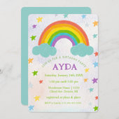 Rainbow verjaardagsfeestuitnodiging kaart (Voorkant / Achterkant)