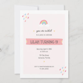 Rainbow verjaardagsfeestuitnodiging kaart