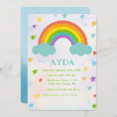 Rainbow verjaardagsfeestuitnodiging kaart (Voorkant / Achterkant)