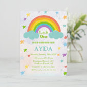 Rainbow verjaardagsfeestuitnodiging kaart (Staand voorkant)